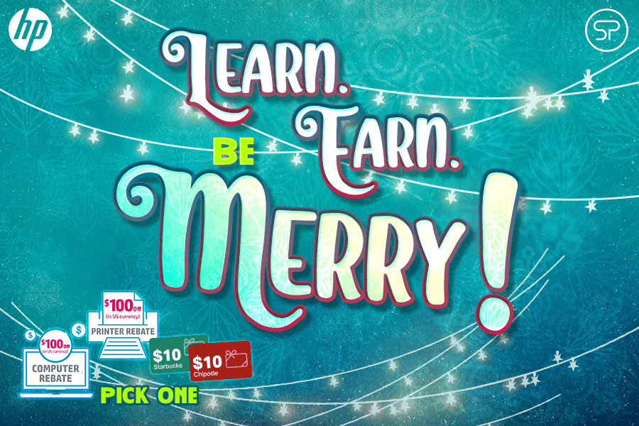 HP Learn, Earn & Be Merry Challenge graphic HP Learn, Earn & Be Merry Challenge