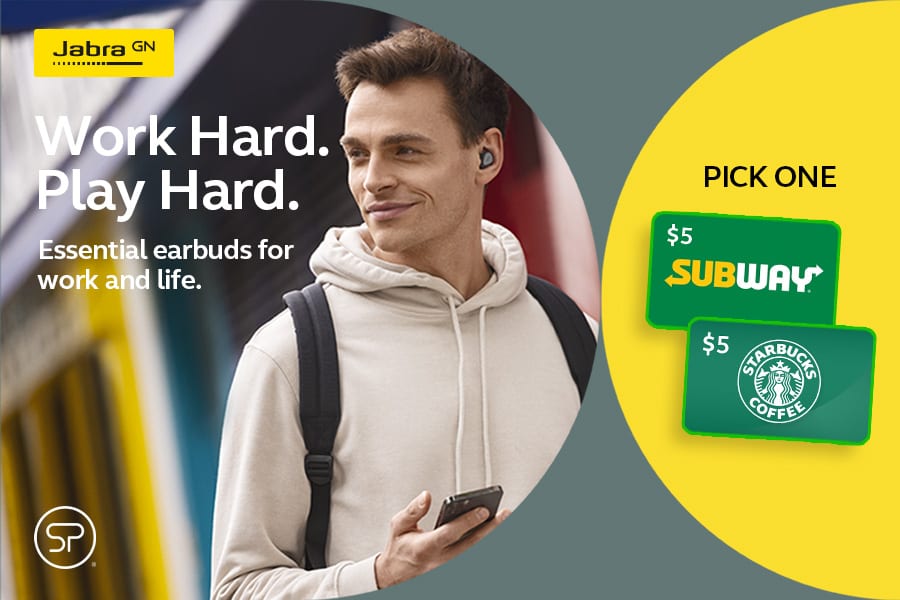 Jabra Work Hard. Play Hard. graphic Jabra Work Hard. Play Hard.